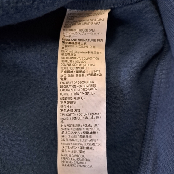 Kirkland Signature Hoodie Pullover Heavyweight Sweatshirt Blue Women's XXL - Picture 14 of 15